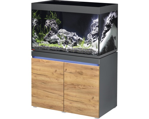 EHEIM incpiria 330 aquariumcombinatie met LED-verlichting en verlichte onderkast grafiet/eiken