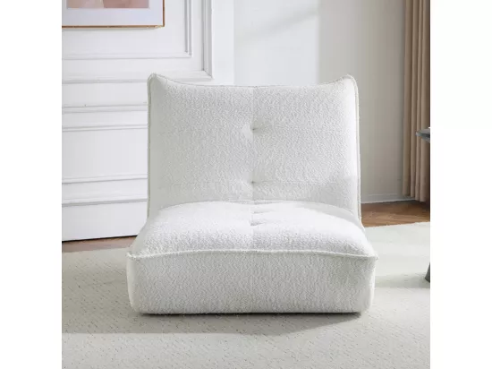 Fauteuil lounge en tissu bouclé beige - Matis