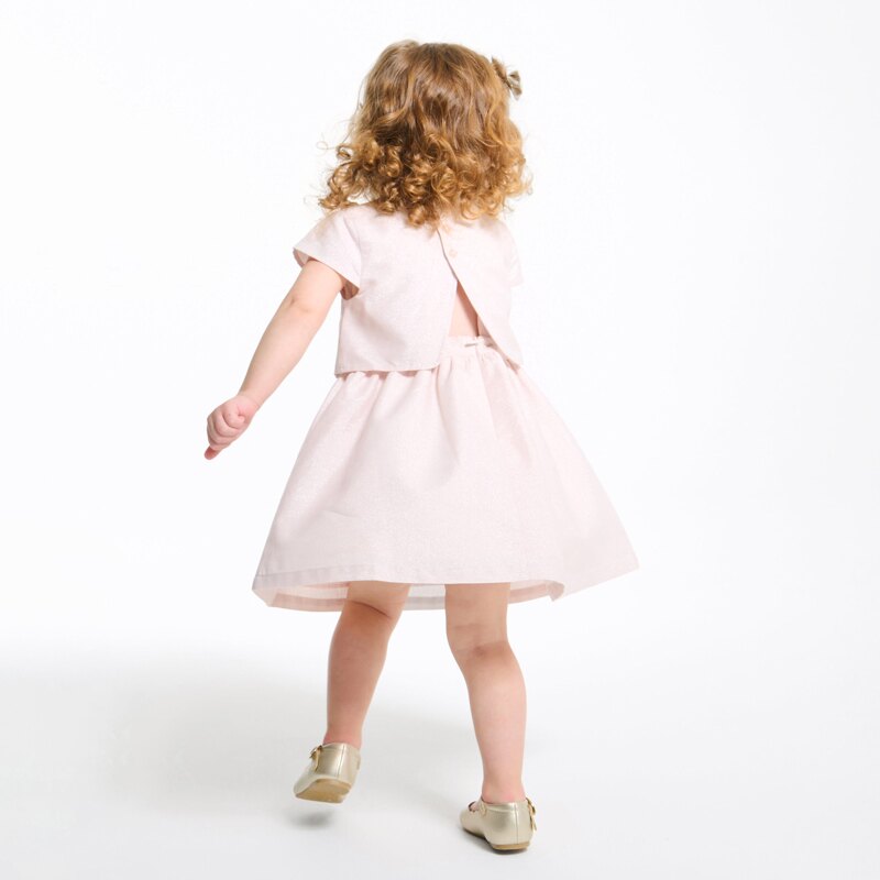 Robe chic lin irisé rose bébé fille Rose