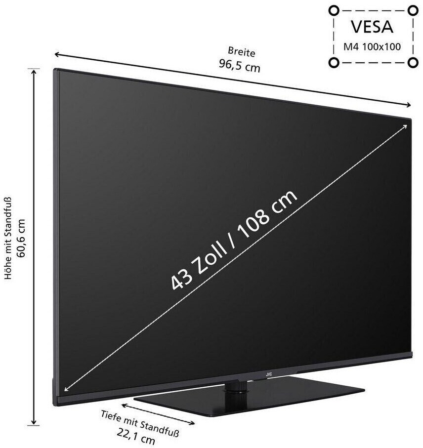JVC LT-43VGQ8255 Google TV 43 Zoll QLED Fernseher (4K UHD Smart TV, HDR Dolby Vision, Triple-Tuner)