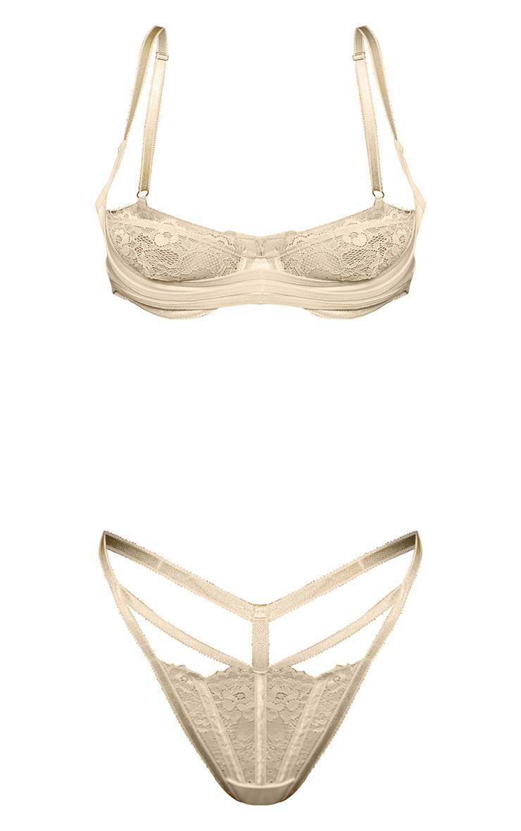 Pastel Green Ensemble Soutien-gorge Drapé En Satin Avec Bonnets En Dentelle Cils
