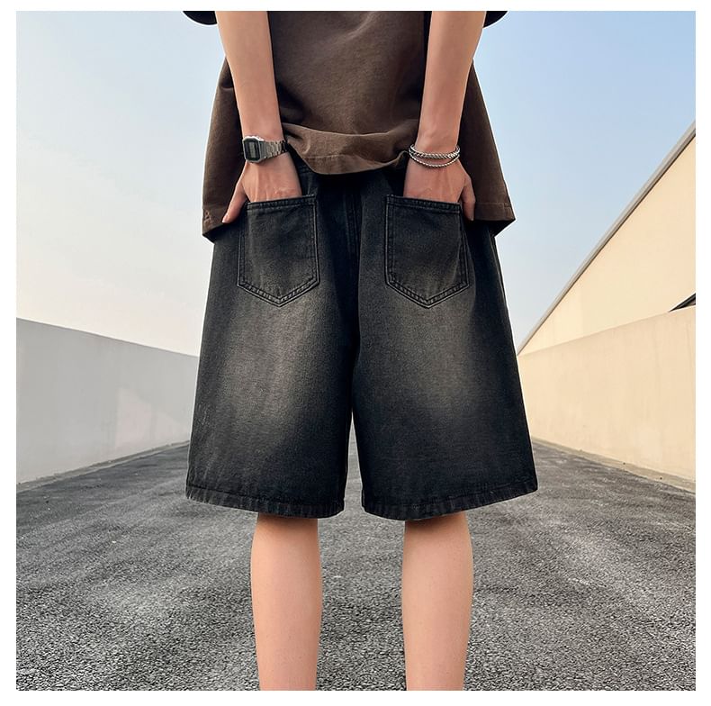 Dandyluxe - Gewassen denim shorts met trekkoordtaille