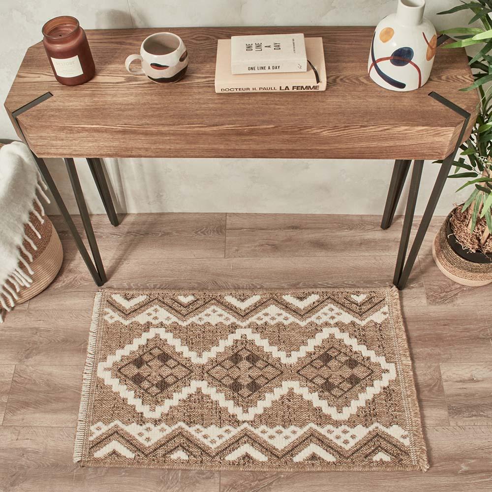 Tapis intérieur extérieur aspect jute marron tulum 9054 90 x 67 cm