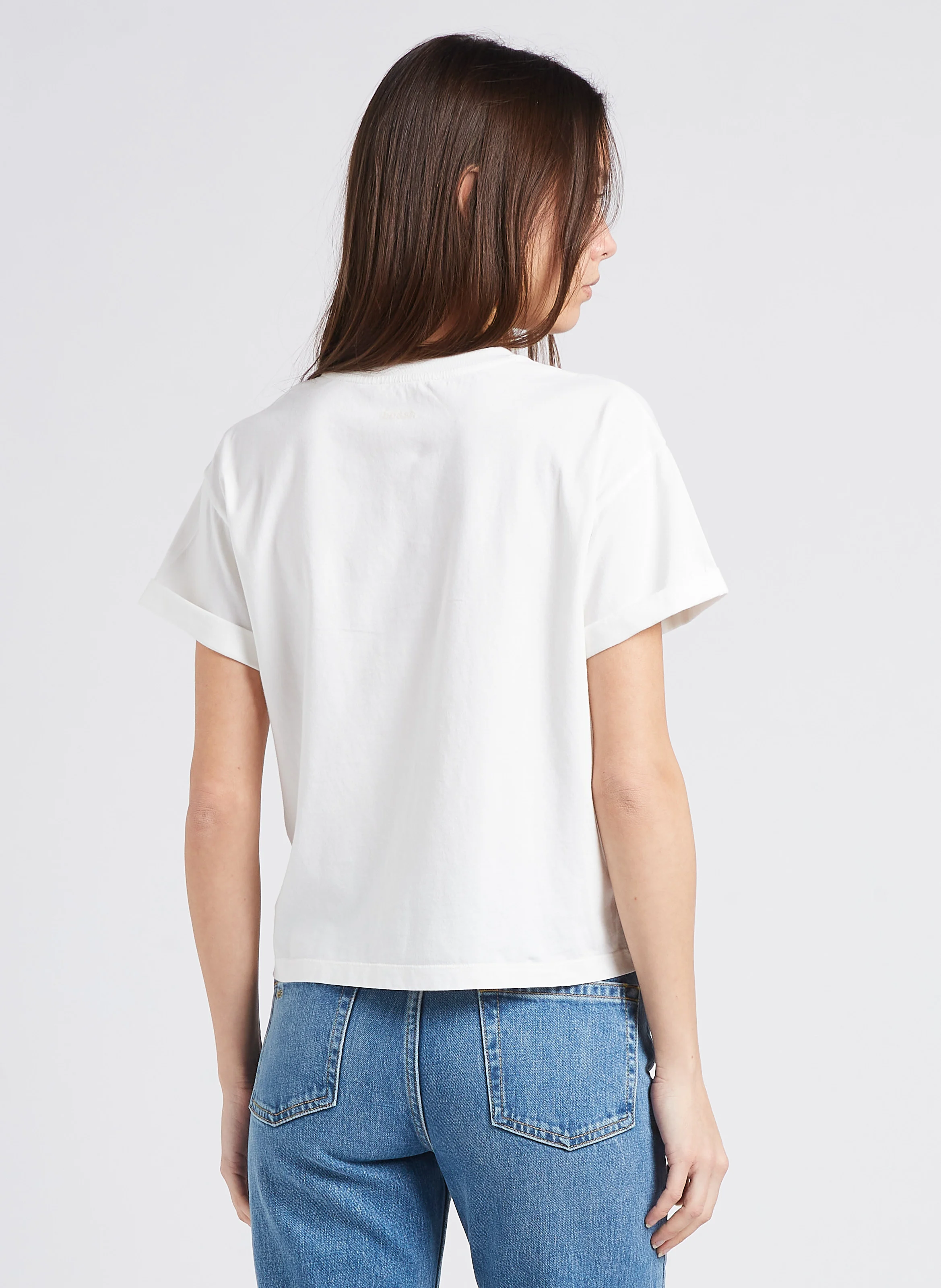 ROSIE - Tee-shirt droit col rond en coton | Beige