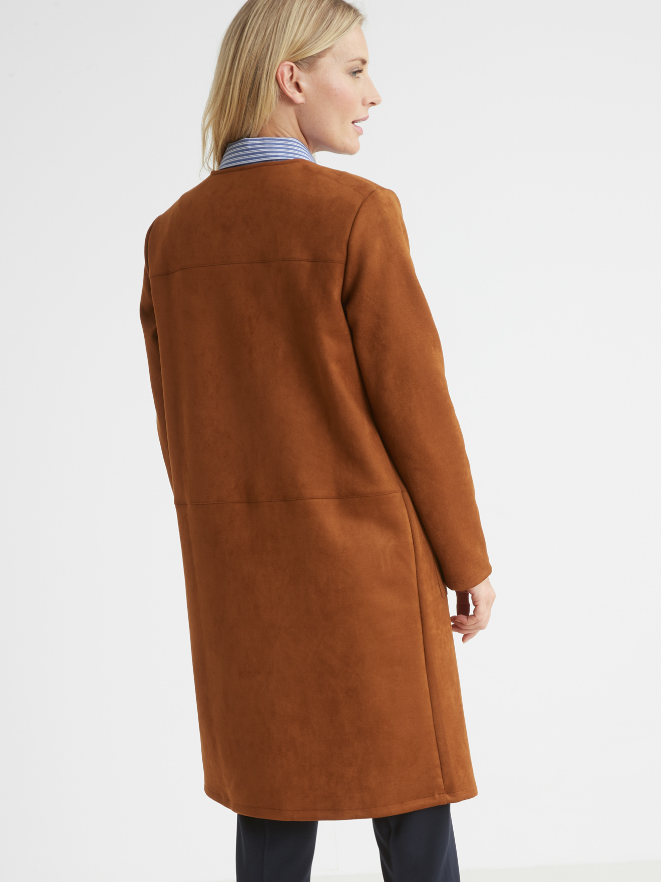 Veste droite longue en suédine