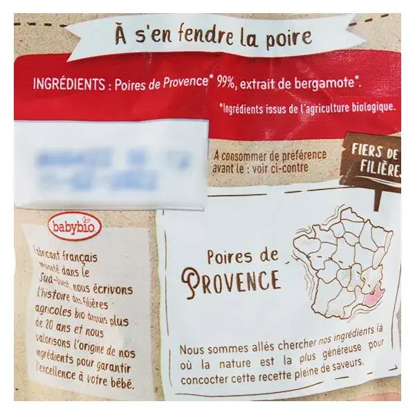Sachê Babybio Fruits Pera Bergamota +6m Orgânico 120g