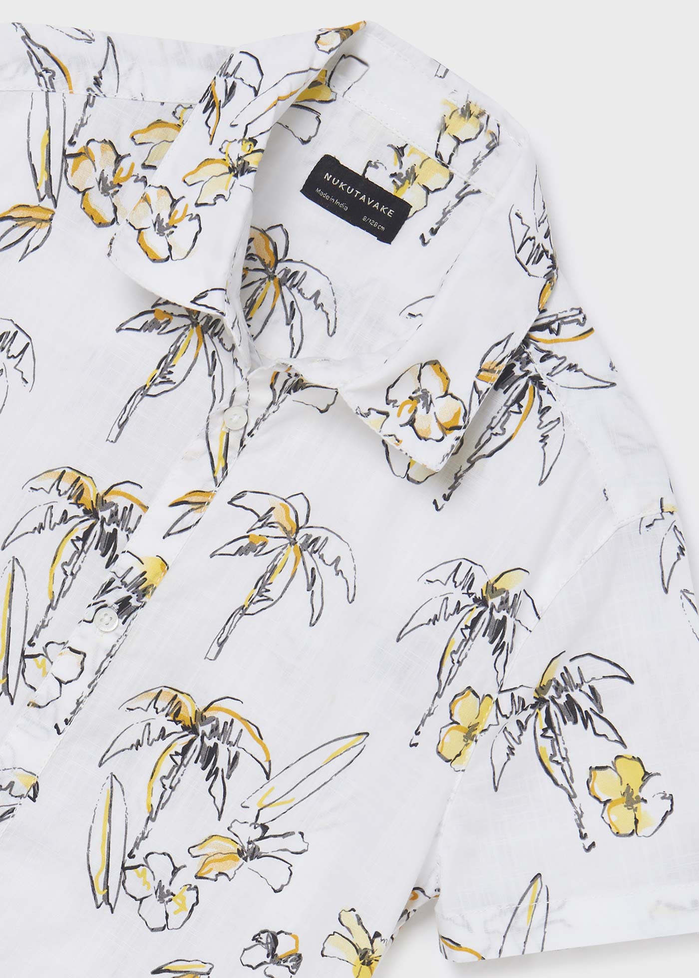 Camisa de algodão estampada de manga curta para meninos