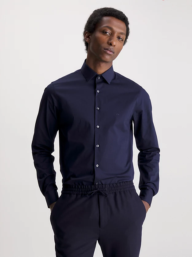 Camisa social slim fit em popeline