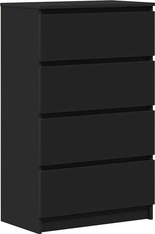 vidaXL - Dressoir - Zwart - 60x35x98,5 cm - Bewerkt Hout - Met 4 Lades