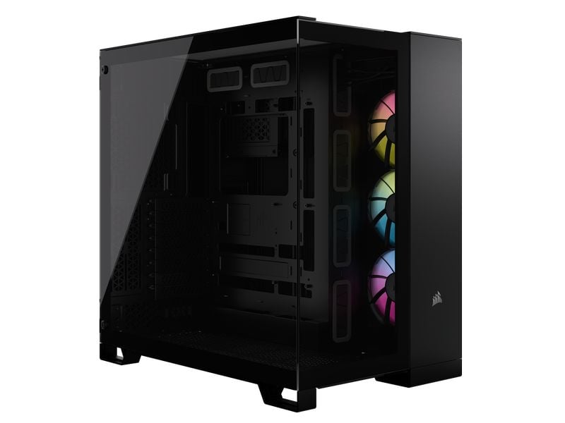 Corsair PC-Gehäuse 6500X RGB Schwarz Mid-Tower PC-Case mit Zwei-Kammer-Design, herausragendem Luftstrom und vorinstallierten RGB-Lüftern