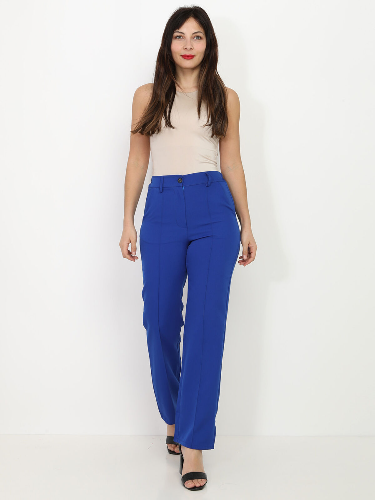Pantalon droit basique- Bleu