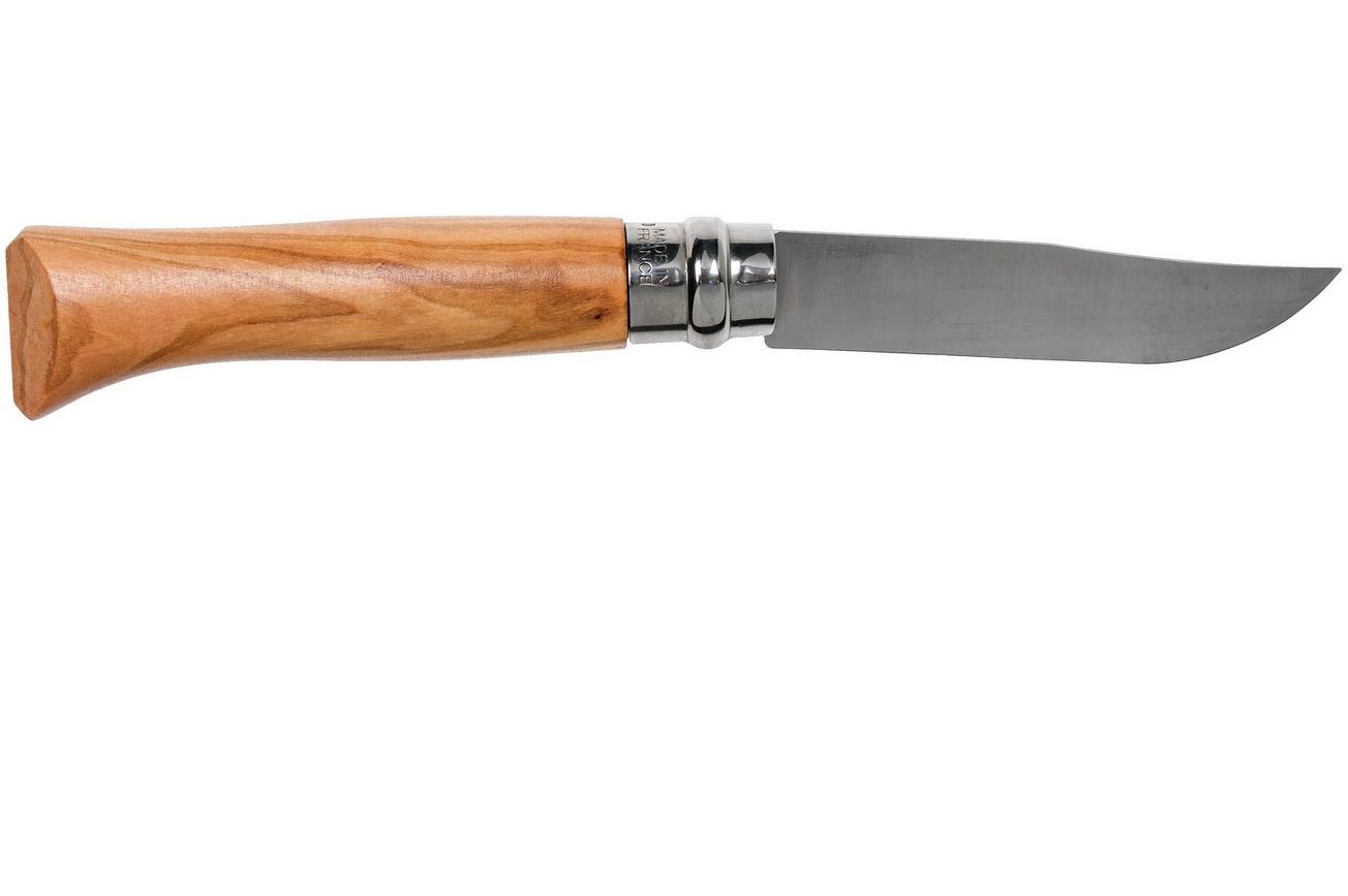Opinel zakmes No. 8 Luxury Range met leren sheath, olijfhout