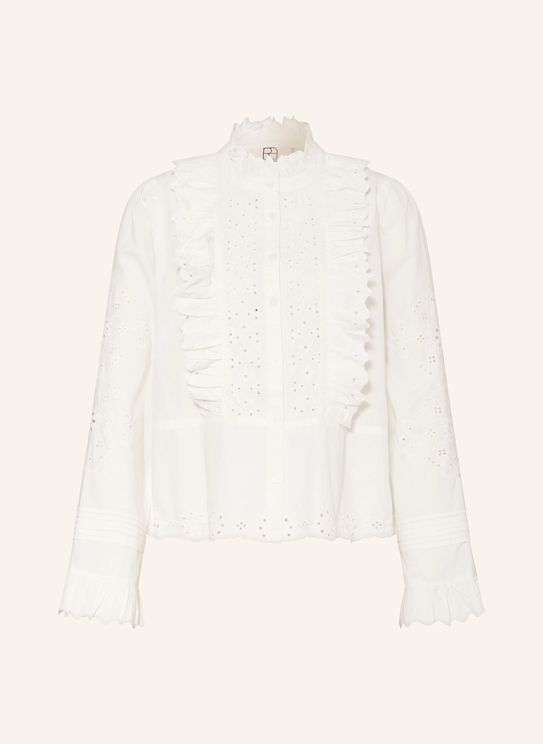 ROUGE VILA Bluse mit Rüschen und Lochspitze