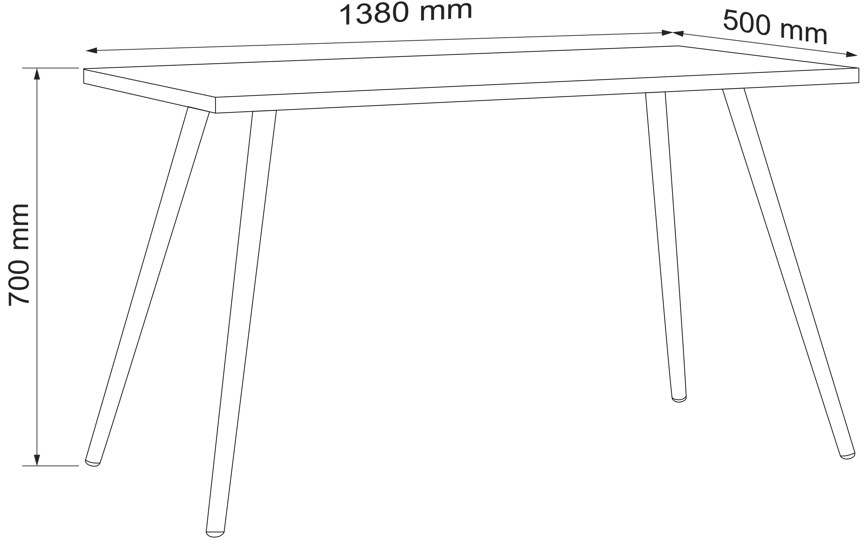 VCM Schreibtisch Computertisch Bürotisch Skandanivischer Retro Look Salia 138x50 cm