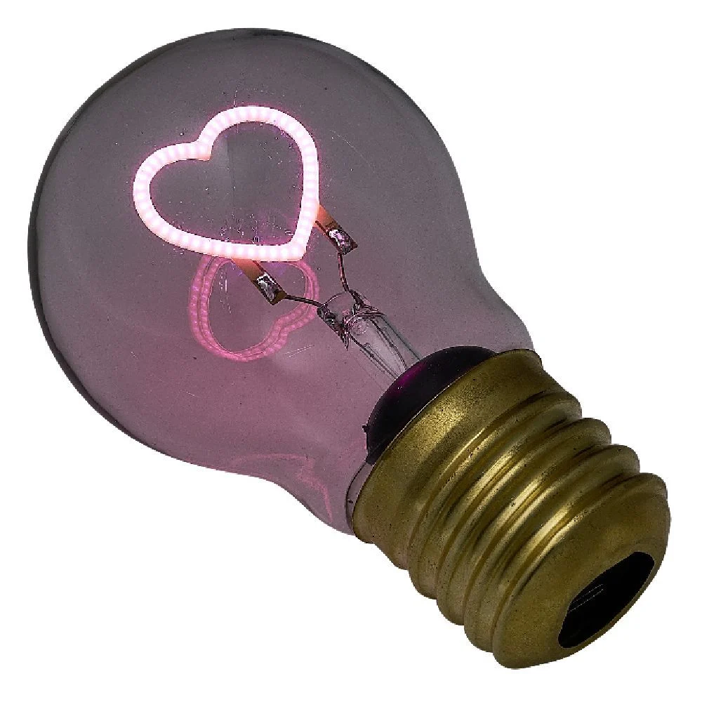 Ampoule USB rechargeable filament LED coeur rose Ø7xH12cm
