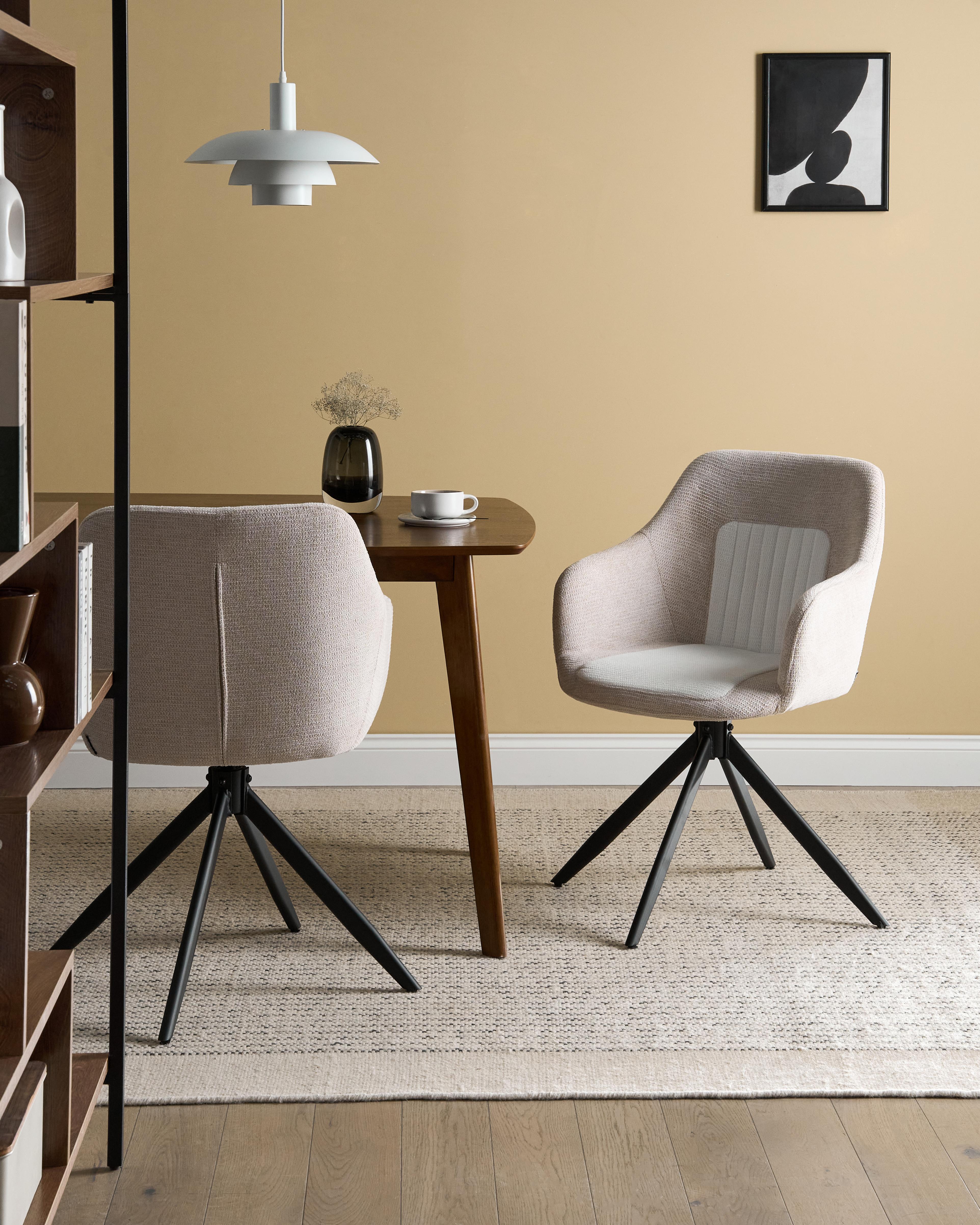 Set van 2 eetkamerstoelen draaibaar LIKELY Stof Lichtbeige