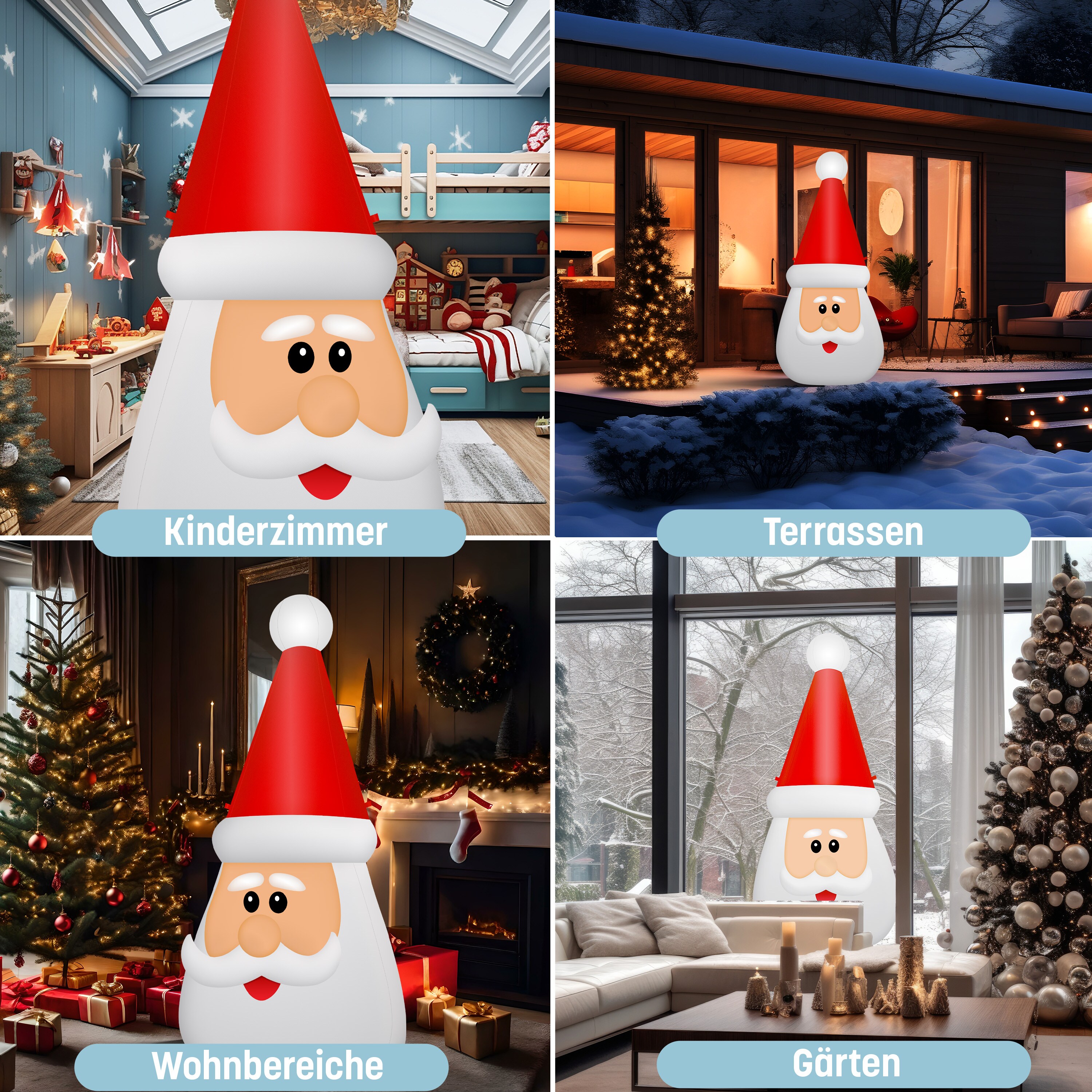 KESSER® Aufblasbare Weihnachtsdeko Premium LED-Beleuchtung, beleuchtete Weihnachtsfigur, IP44 wasserabweisend für Innen- & Außenbereiche, integriertes Gebläse Befestigungsmaterial