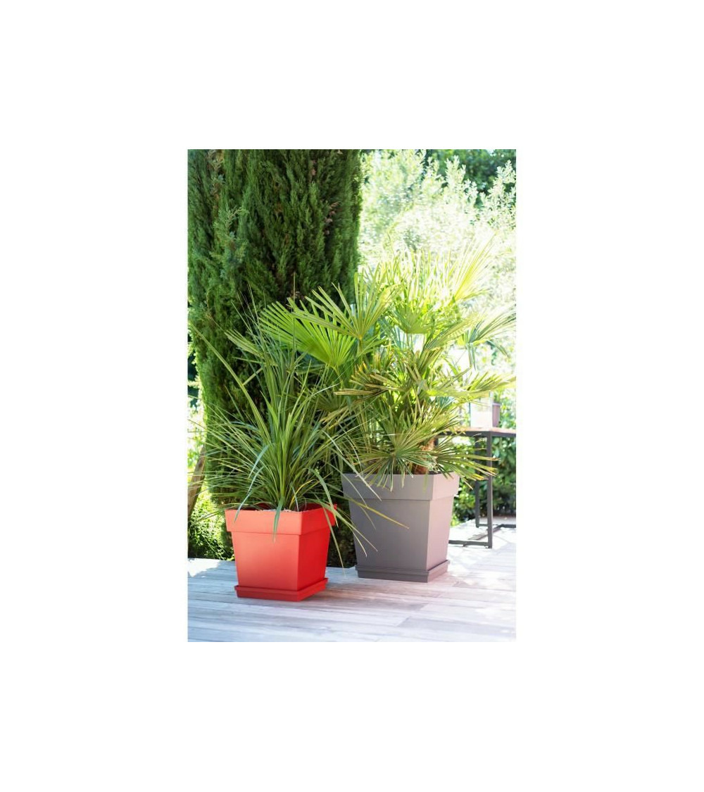 Pot de fleur carré toscane 49,5 x h.52,5 cm - taupe