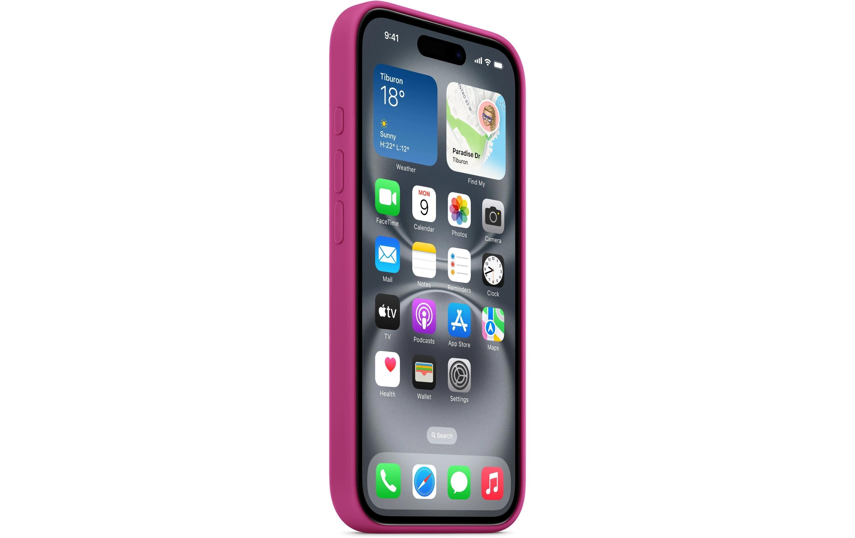 Silicone Case mit MagSafe iPhone 16 FuchsiaSilikon-Backcover mit «MagSafe» für das Apple iPhone 16