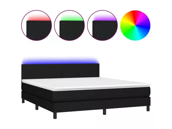 Sommier tapissier avec matelas et LED Noir 160x200 cm Tissu