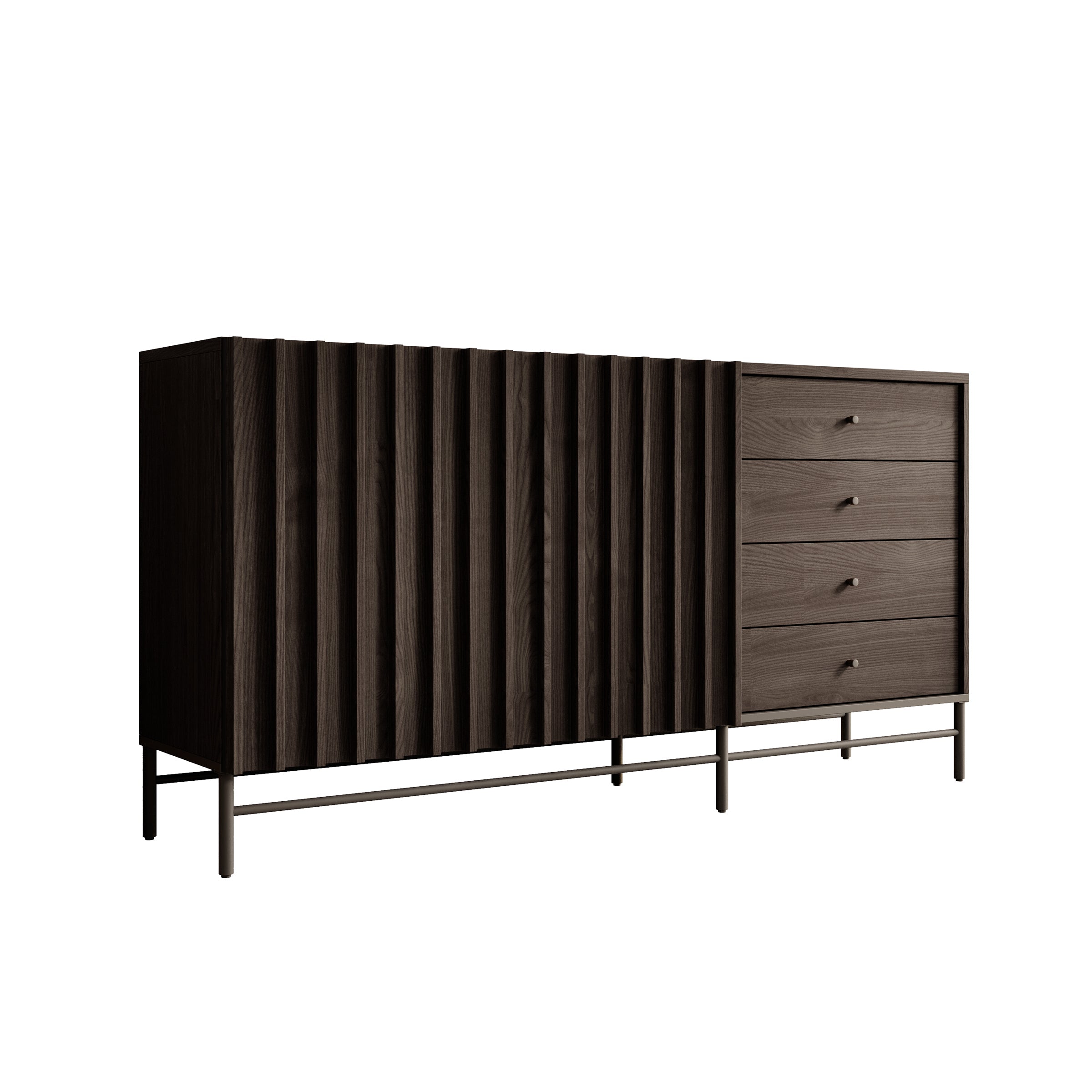 Meubella - Dressoir Paz - Donker eiken - 165 cm