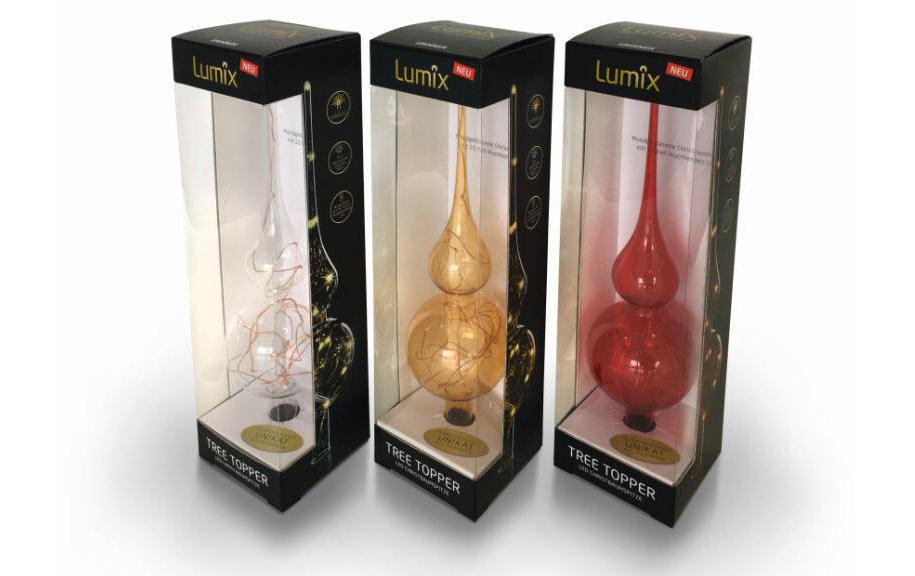 Baumspitze 29 cm, TransparentEdler Christbaumschmuck aus mundgeblasenem Glas