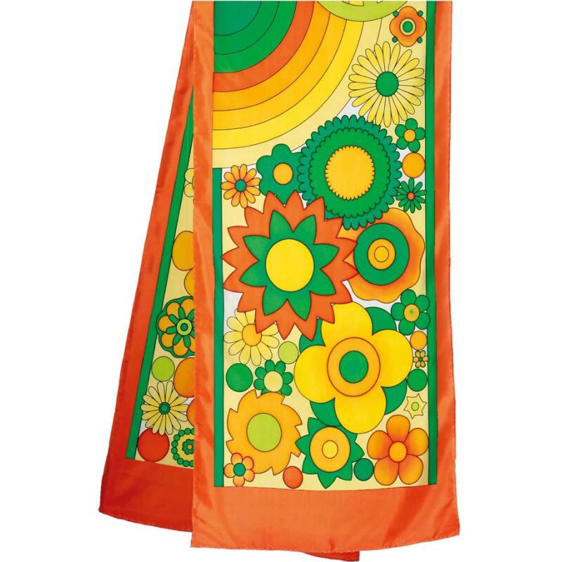 Echarpe 100% soie - 180x43cm Flowerpower - Blanc