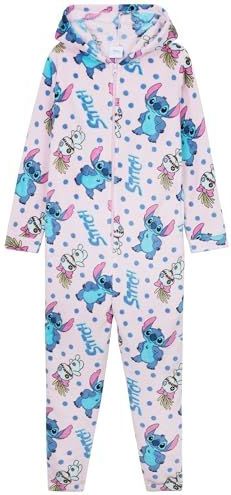 Disney Stitch jumpsuit voor meisjes, behaaglijke onesie met capuchon, cadeau voor kinderen, Meervoudige steek, 11-12 Jaar