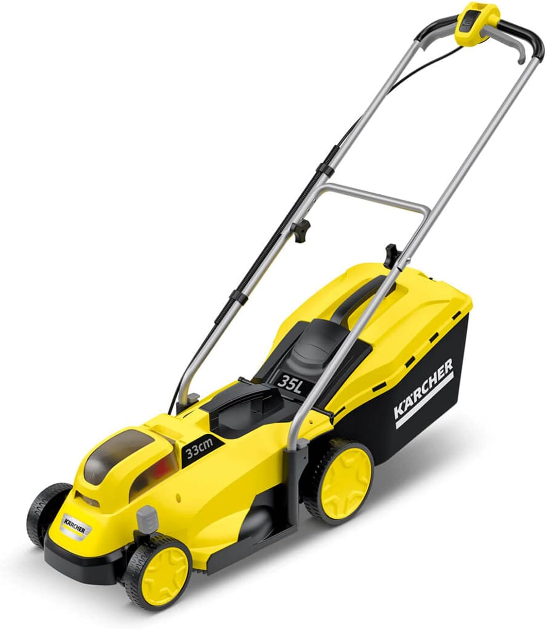 Kärcher 18 V Akku-Rasenmäher LMO 18-33, Schnittbreite: 33 cm, verstellbare Schnitthöhe: 35-65 mm, Mulchkeil, Fangkorb: 35 Liter, verwendbar mit dem Kärcher 18-V-Akku, Leistung: max. 250 m², ohne Akku