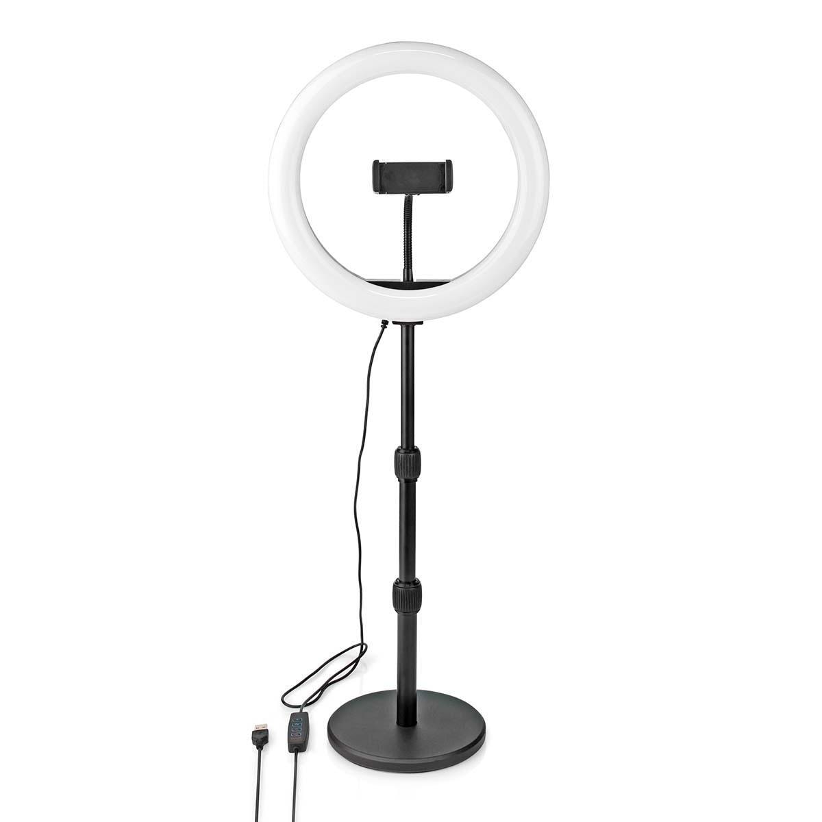 Nedis Ringlys | 10 inch | 120 LED s | 2700 - 6700 K | Skrivebord | Sort