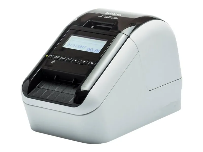 Brother QL-820NWB - Etiketprinter - to-farvet (monokrom) - direkte termisk - Rulle (6,2 cm) - 300 x 600 dpi - op til 110 etiketter/min. - USB 2.0, LAN, Wi-Fi(n), USB vært, Bluetooth 2.1 EDR - skærer - lysende sort, hvid