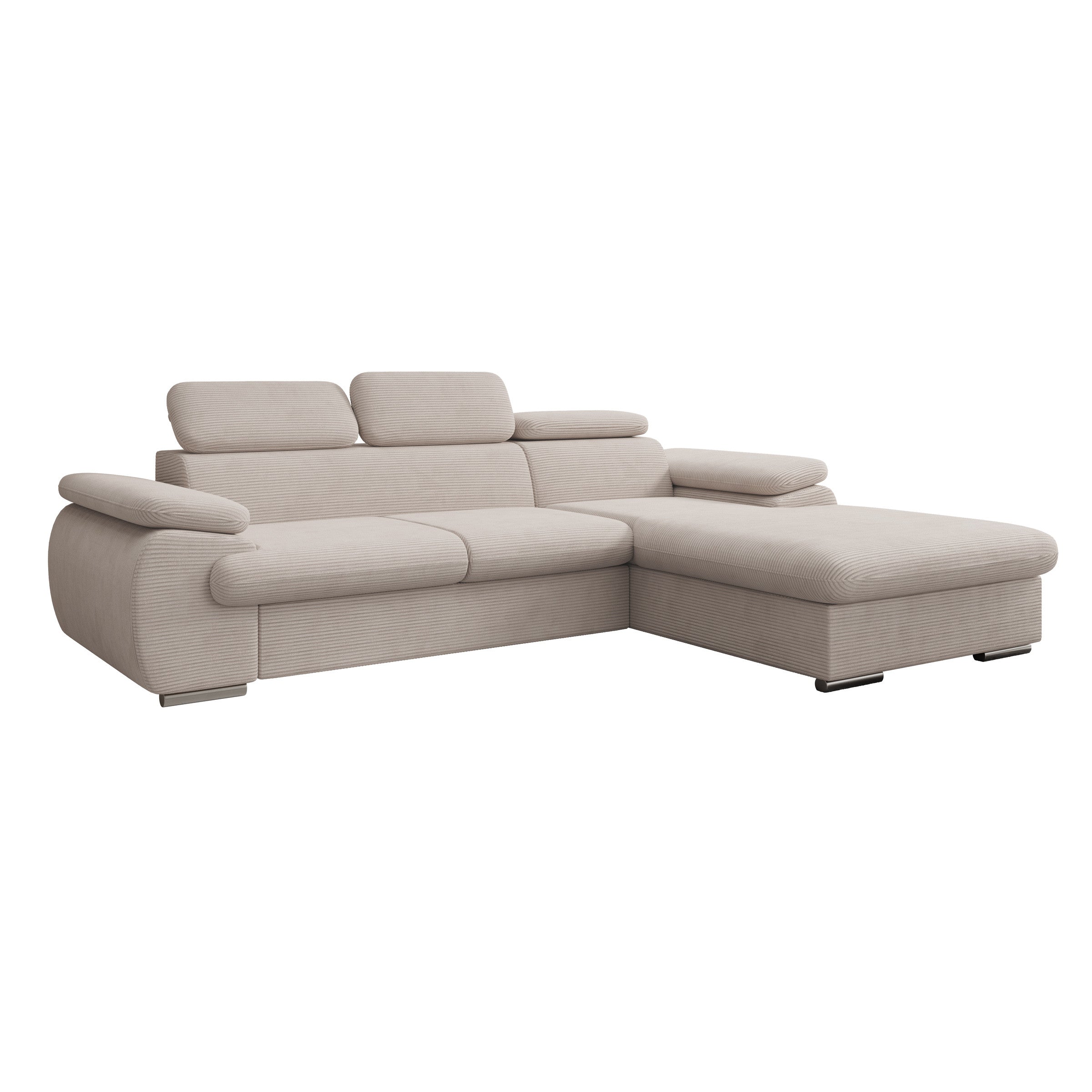 Cordoba - Hoekbank 3-zits met chaise longue - Ribstof beige - Rechts