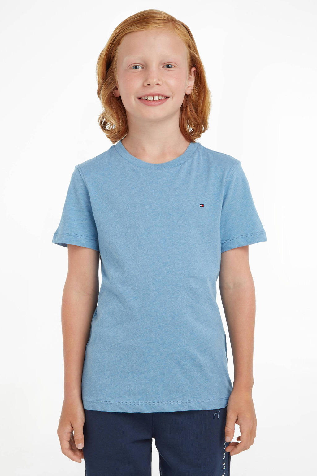 Tommy Hilfiger gemêleerd basic T-shirt lichtblauw melange