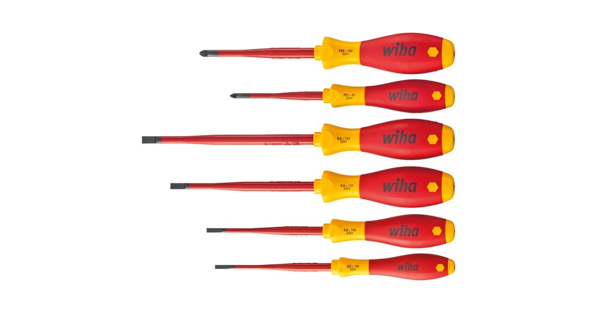 WihaSchroevendraaierset SoftFinish electric slimFix  (Rood/geel, 6-delig)