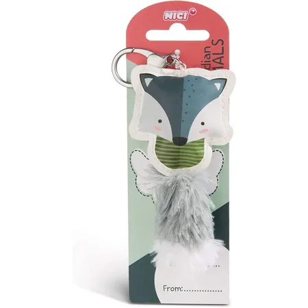 NICI Wolf Taschenanhänger aus Kunstleder, 12 cm