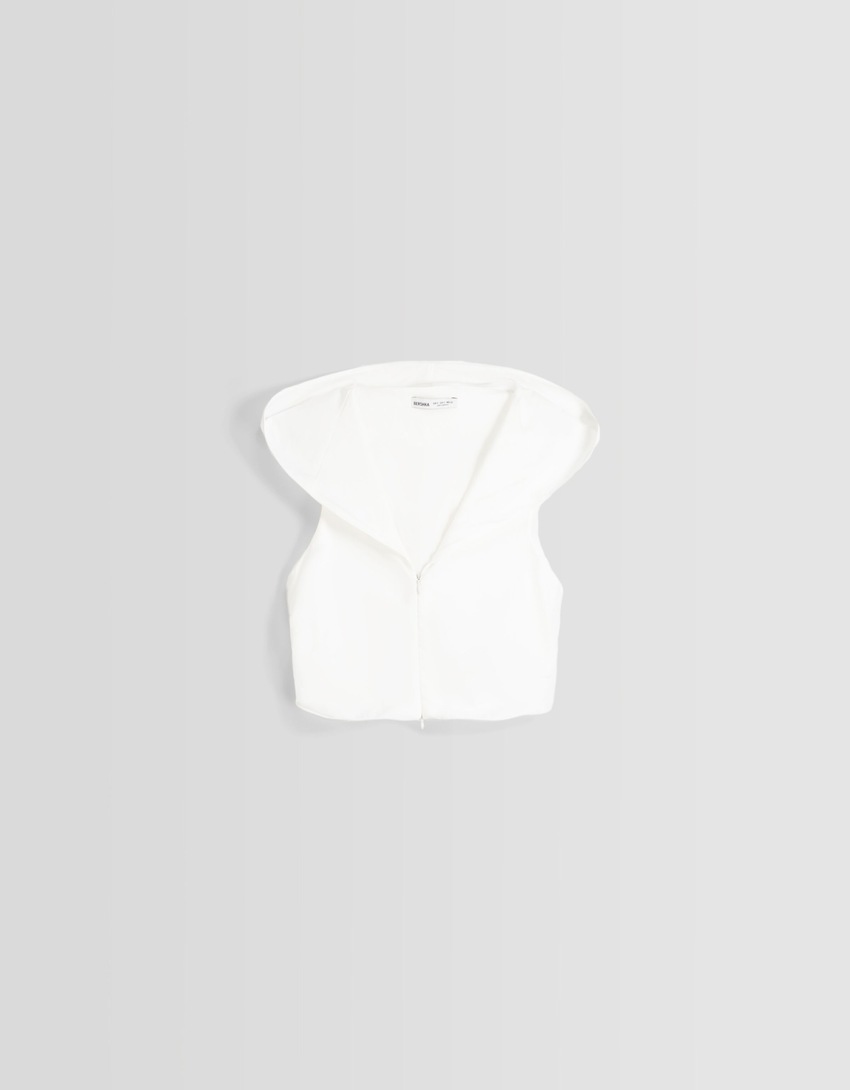 Camiseta sem mangas com capuz com zíper