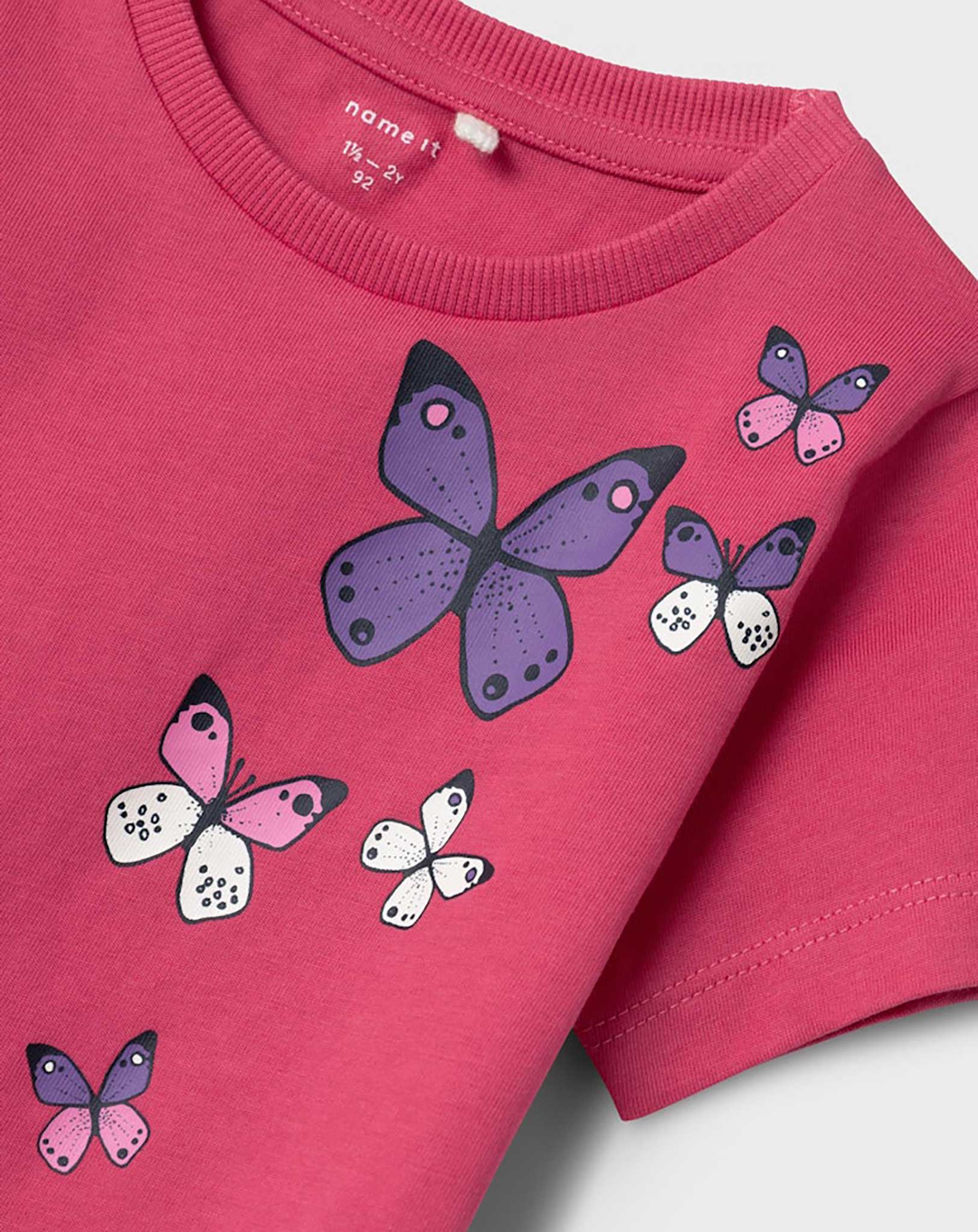 T-Shirt NMFBEATE SCHMETTERLINGE in rethink pink