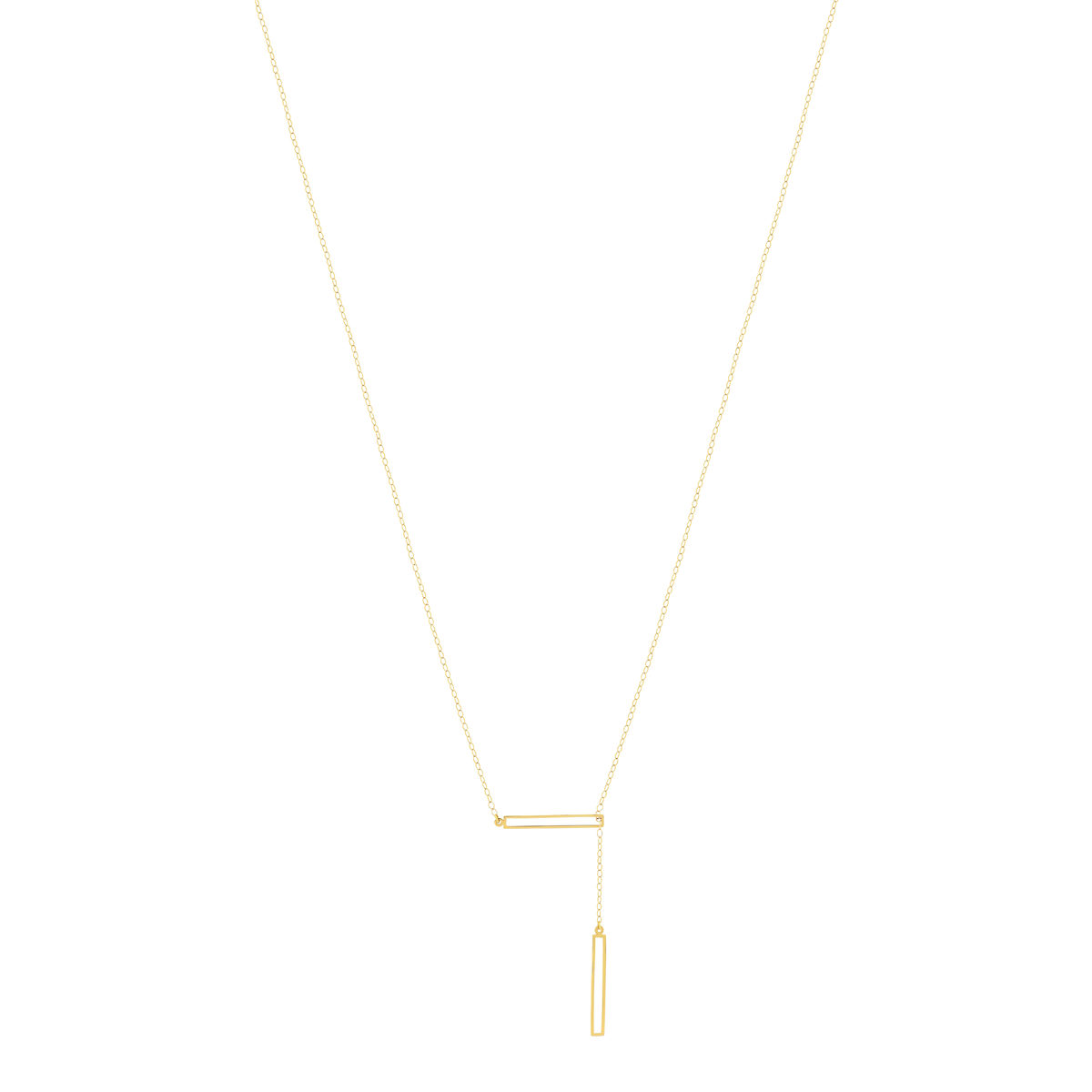 Collier or jaune 750 45 cm motif rectangle