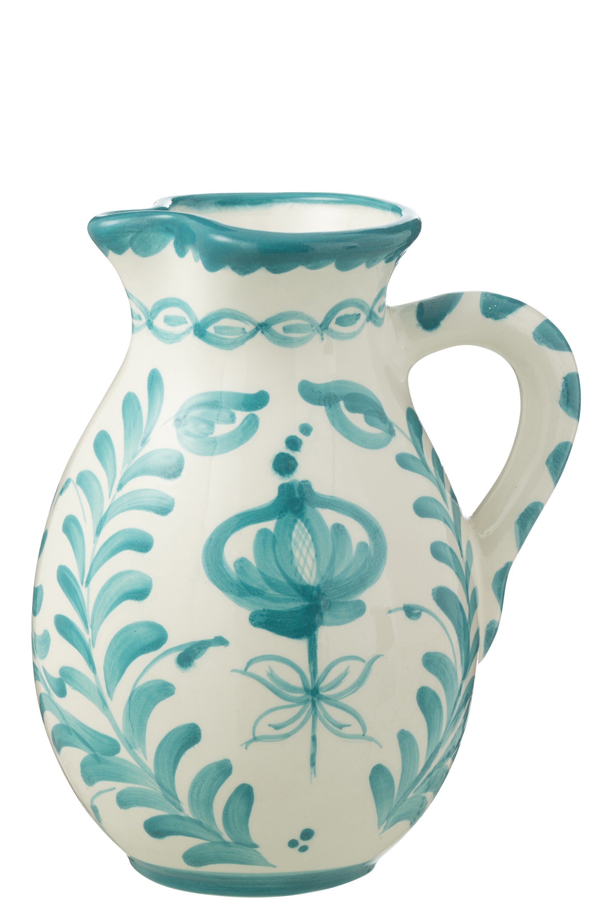 J-Line kruik Granada - keramiek - wit|aqua - large