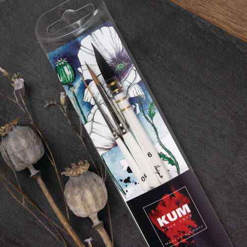 KUM® Hand-painted Floral Classics Aquarellpinsel-Set, 3-teilig