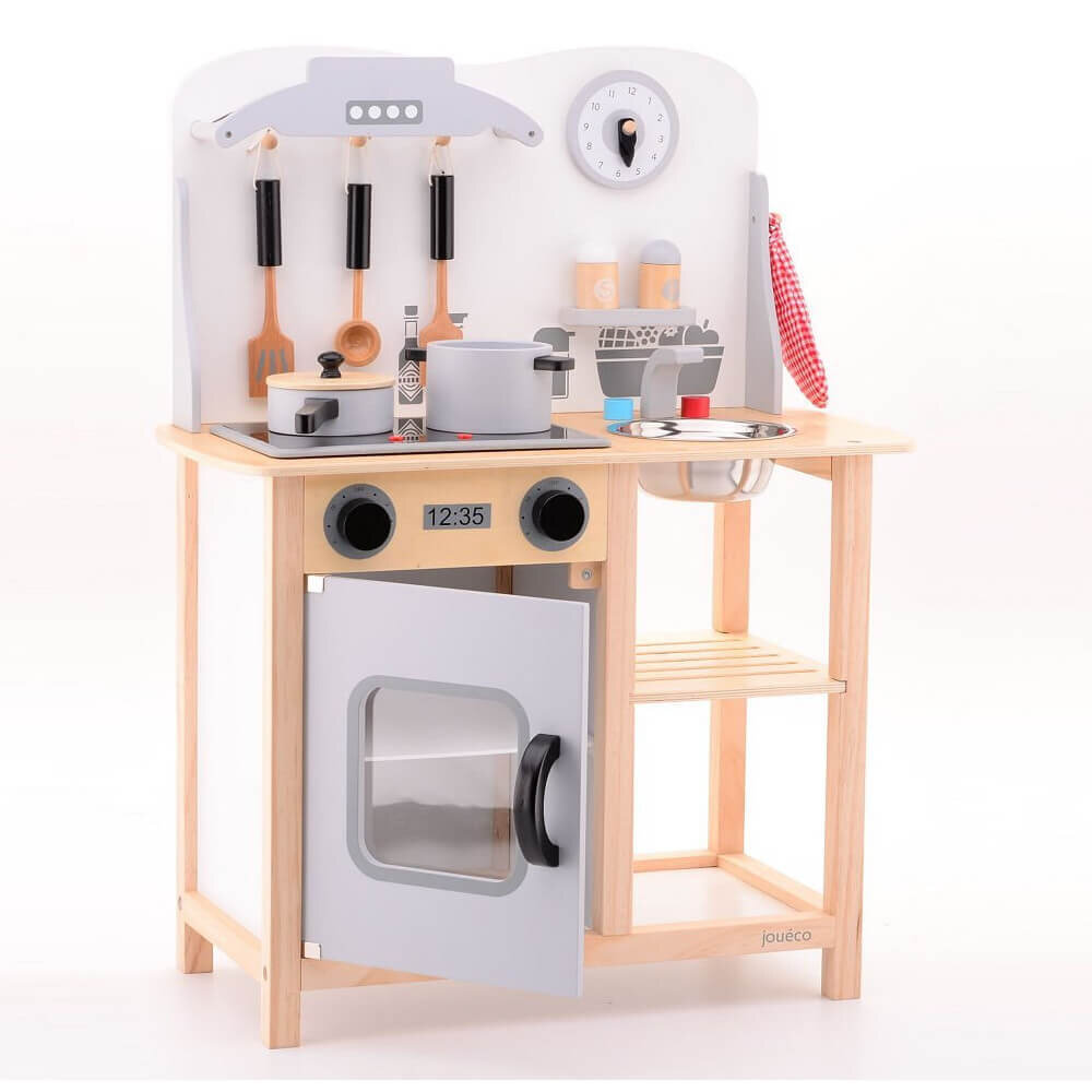 Johntoy Jouéco 80055 Küche mit Zubehör grau - Holzspielzeug