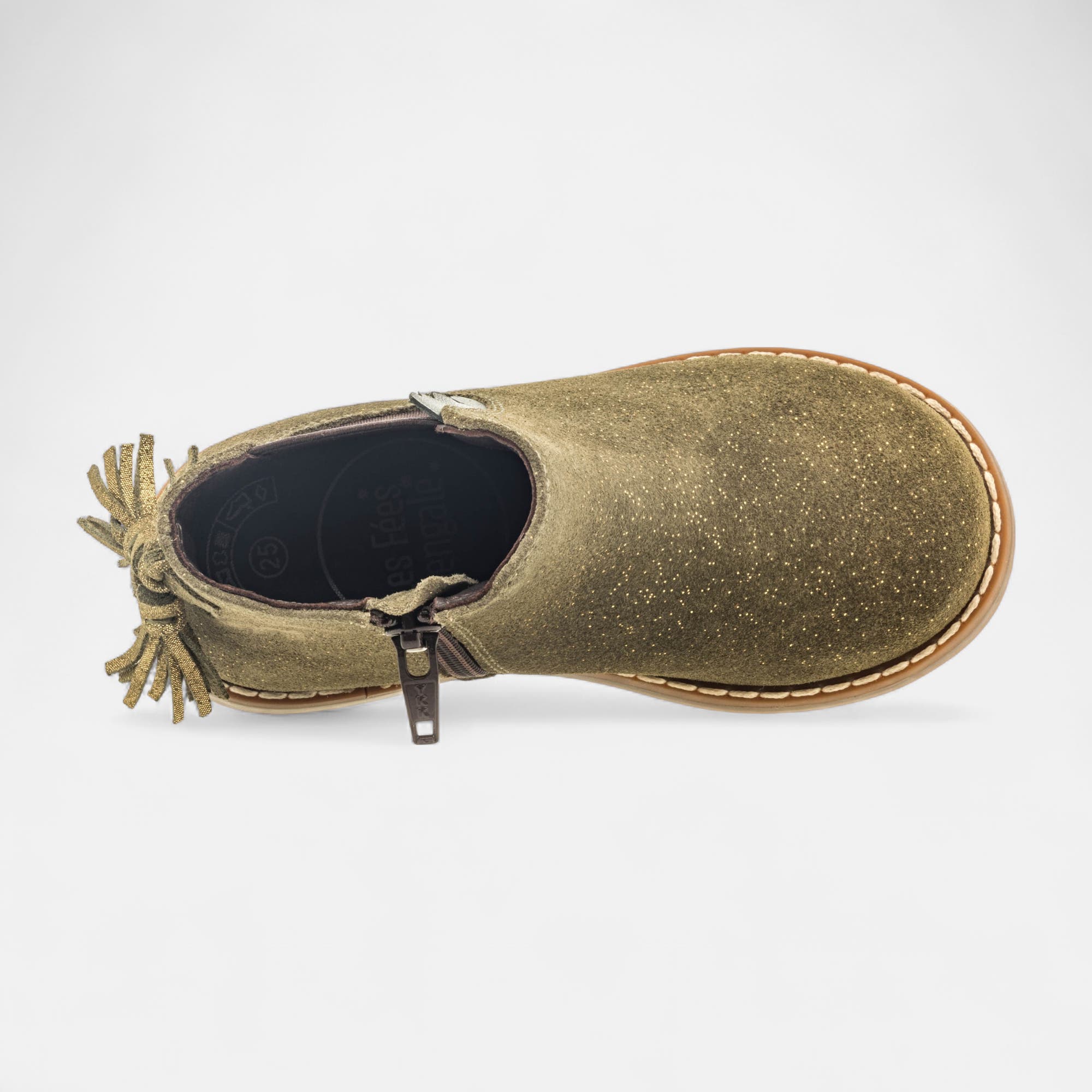 Bottines Fille en cuir kaki