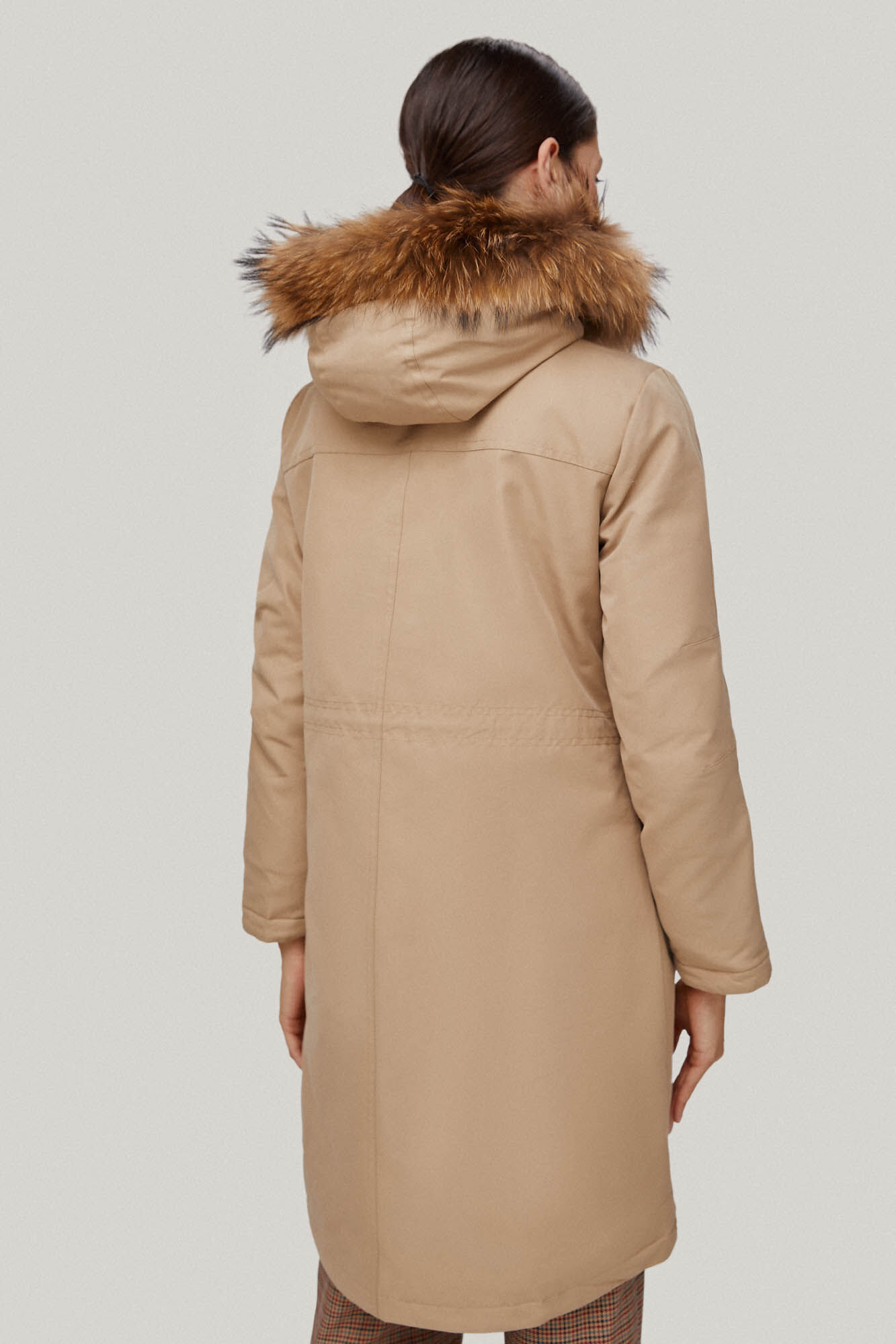 Parka de algodão com capuz - Bege