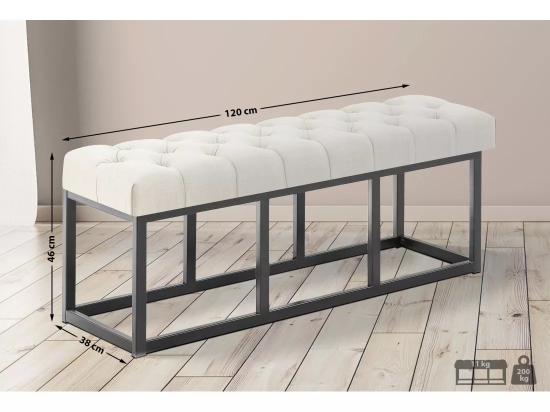 Banquette - Tissu - Crème - Amun