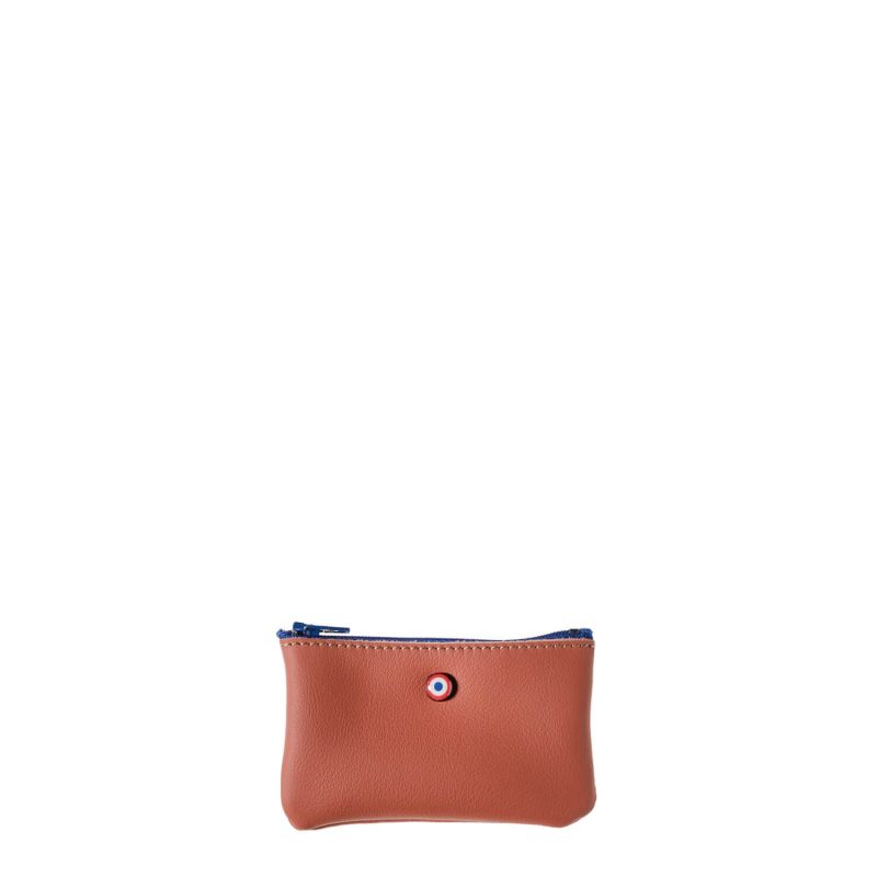 Petit porte-monnaie Emile en cuir UpCyclé Terre brunie