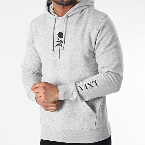 Sweat Capuche Chest Roses Gris Chiné Noir