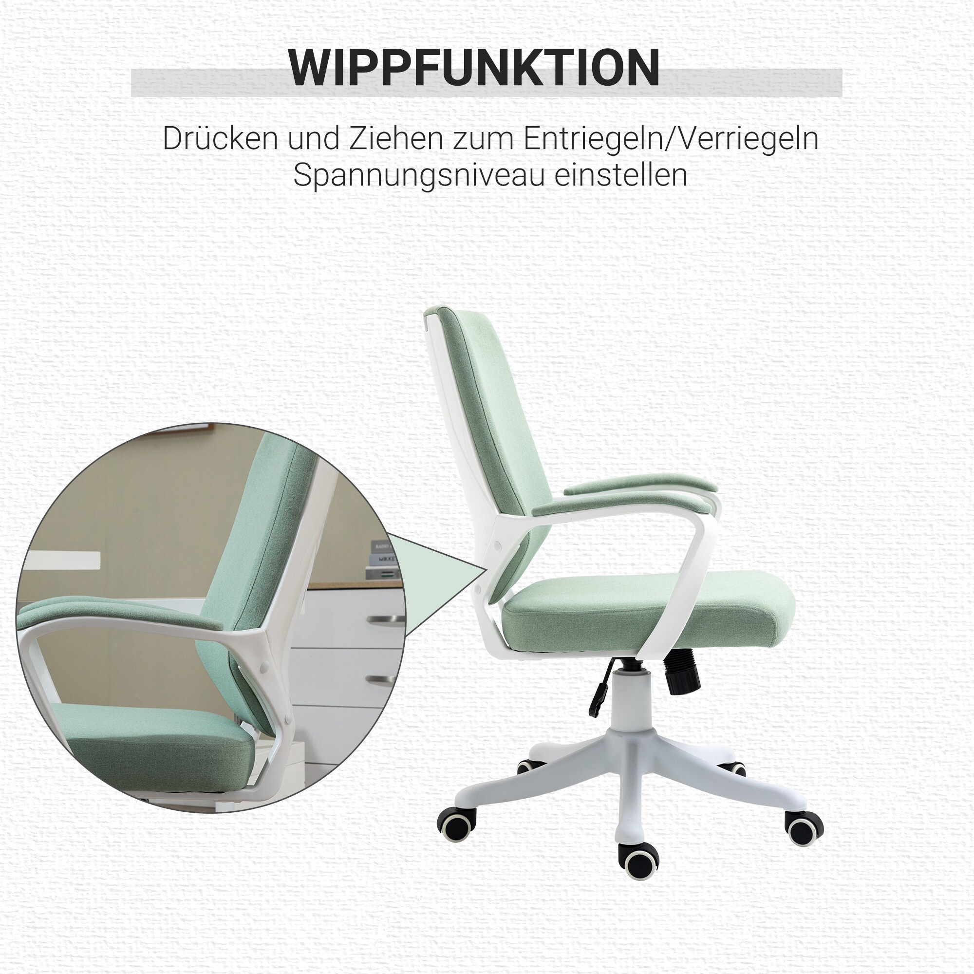 Vinsetto Bürostuhl ergonomisches liniendesign, weiche Polsterung 62 x 69 x 92-102 cm (BxTxH)
