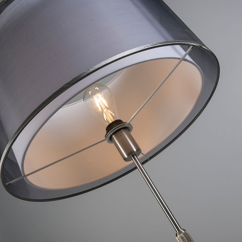 Vloerlamp staal met zwart/witte kap 47 cm verstelbaar - Parte