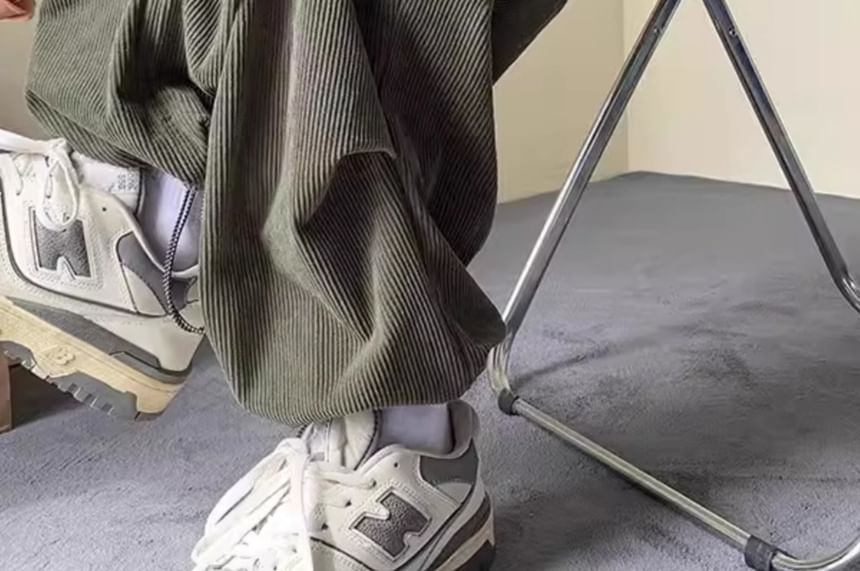 emeisa - Corduroy broek met hoge taille en wijde pijpen