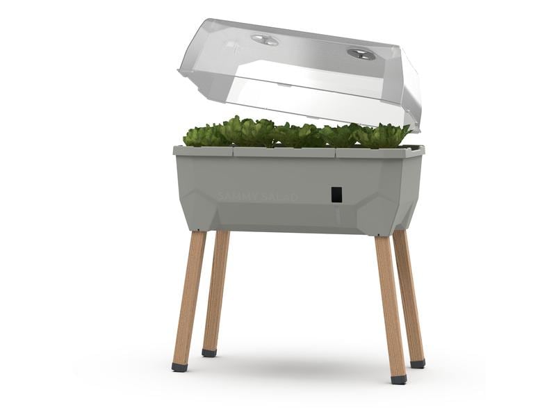Gusta Garden Hochbeet SAMMY SALAD Starterset, Hellgrau Hochbeet mit Wassertank und Haube